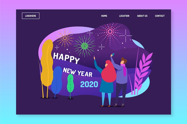 Free Vector hand drawn new year landing page with gradient