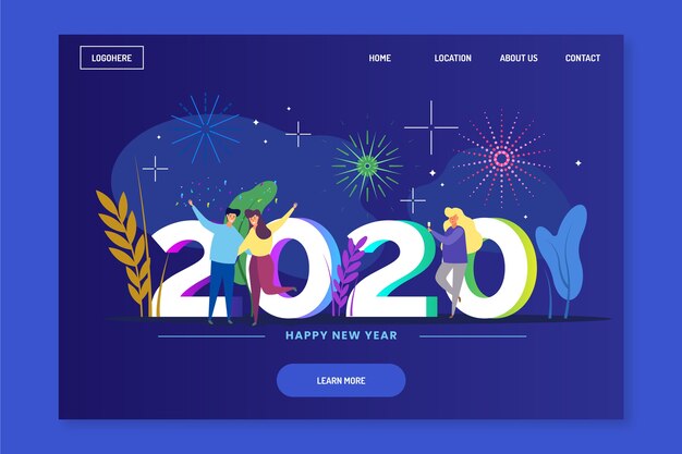 Hand drawn new year landing page