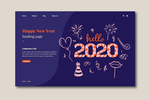 Hand drawn new year landing page