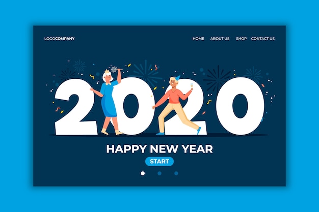 Hand drawn new year landing page