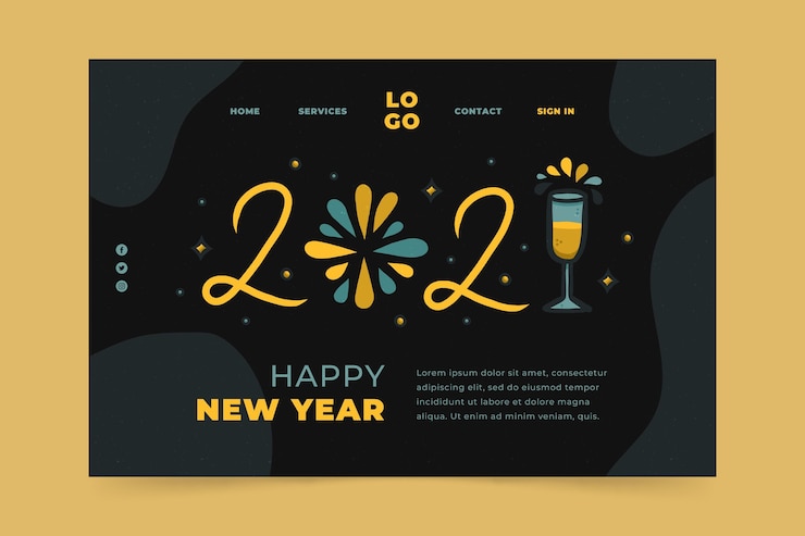 Free Vector hand drawn new year landing page