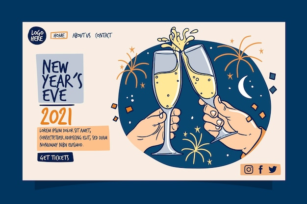 Free vector hand drawn new year landing page