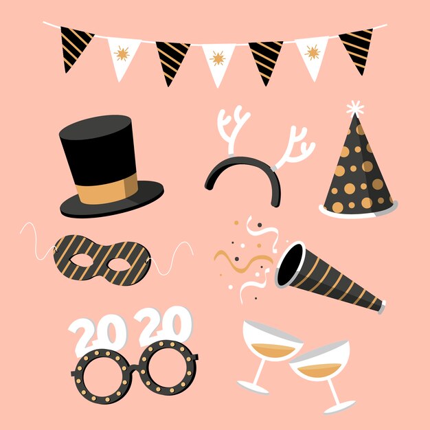 Free vector hand drawn new year party element collection