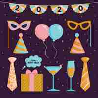 Free vector hand drawn new year party element collection