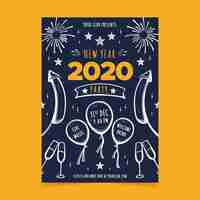 Free vector hand drawn new year party flyer template