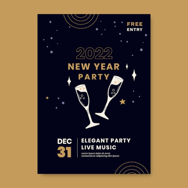 Free vector hand drawn new year party flyer template