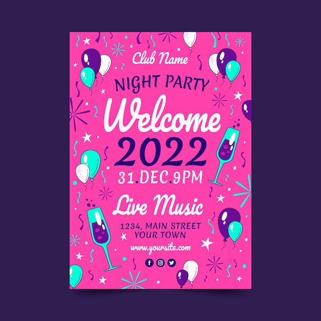 Free vector hand drawn new year party flyer template