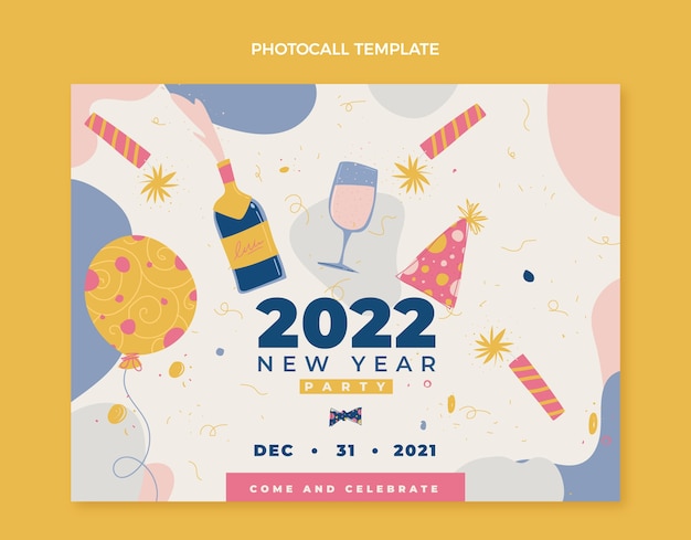 Free vector hand drawn new year photocall template