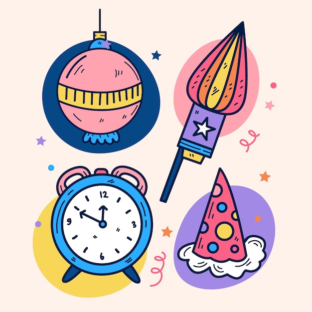 Free vector hand drawn new year's eve elements collection