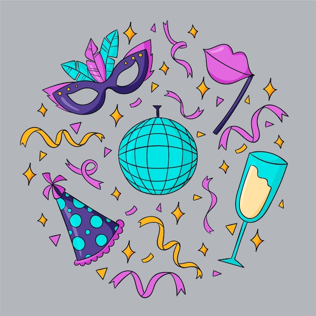 Free vector hand drawn new year's eve elements collection