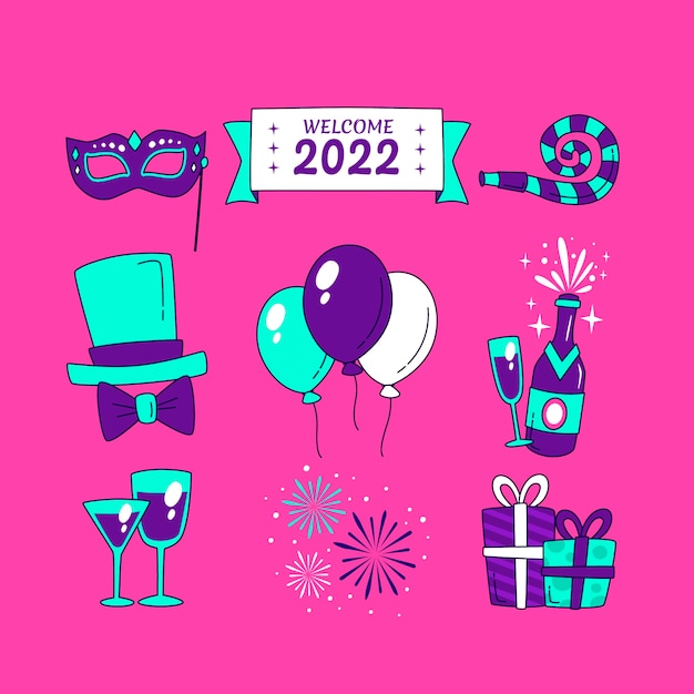 Free vector hand drawn new year's eve elements collection