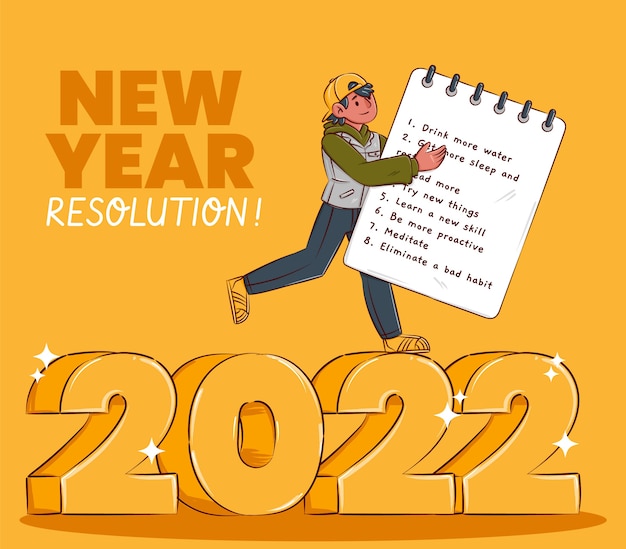 Hand drawn new year's resolutions illustration