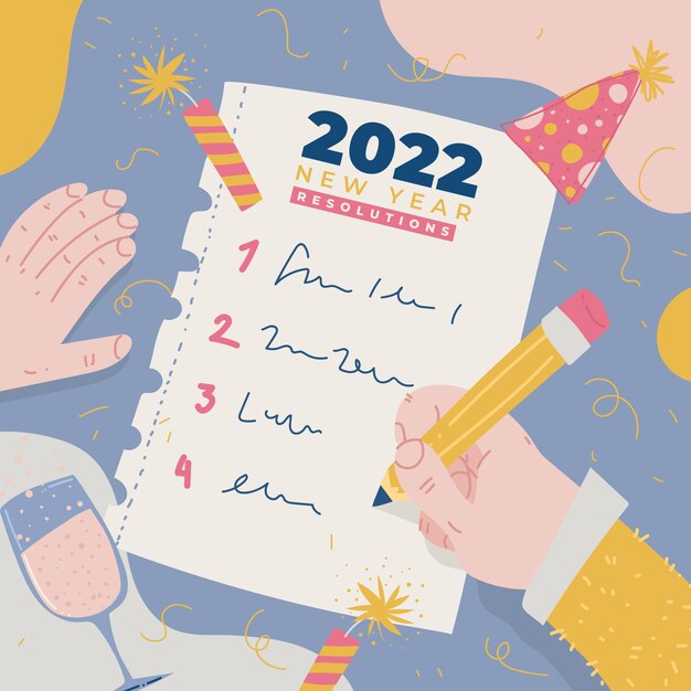 Hand drawn new year's resolutions illustration