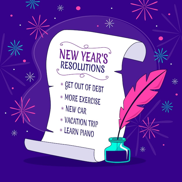 Free vector hand drawn new year's resolutions illustration