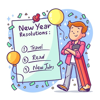 Hand drawn new year's resolutions illustration