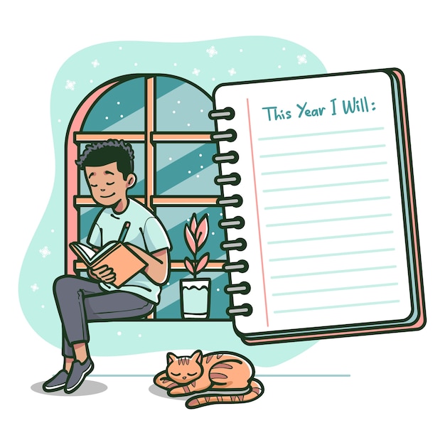 Free vector hand drawn new year's resolutions illustration