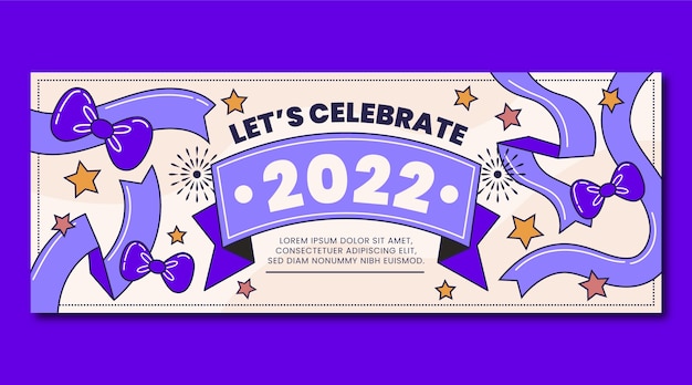 Free vector hand drawn new year social media cover template