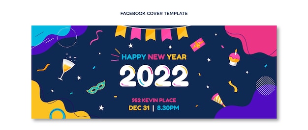 Free vector hand drawn new year social media cover template