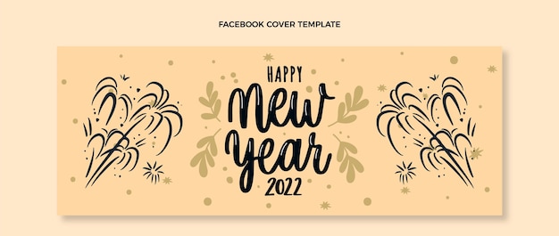 Free vector hand drawn new year social media cover template