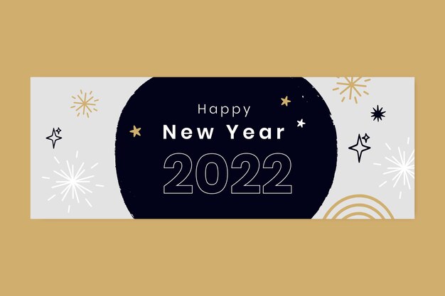 Hand drawn new year social media cover template