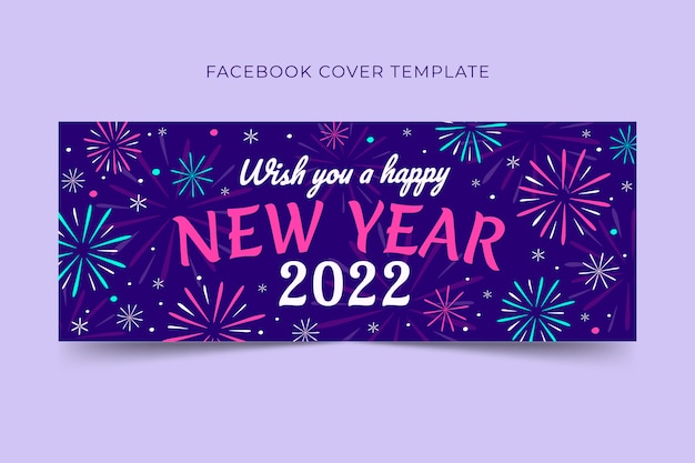 Hand drawn new year social media cover template