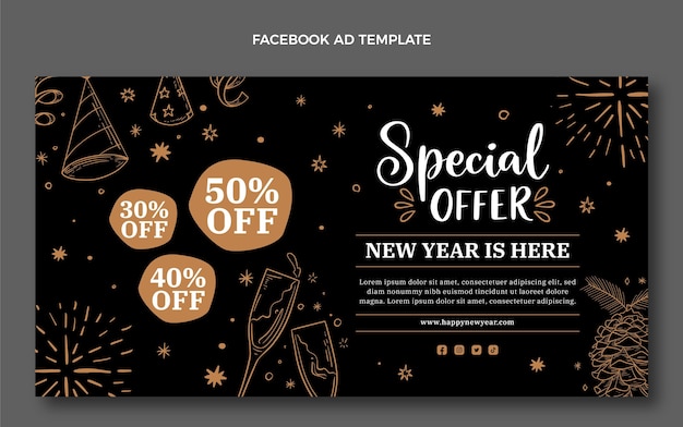 Free vector hand drawn new year social media promo template