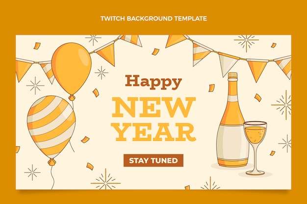 Hand drawn new year twitch background