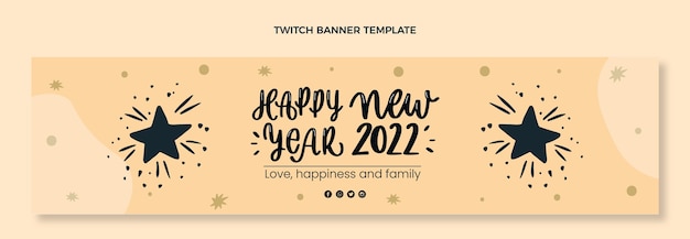 Free vector hand drawn new year twitch banner