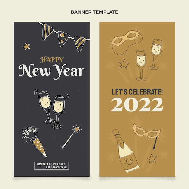 Free vector hand drawn new year vertical banners set