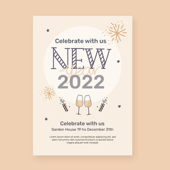 Hand drawn new year vertical poster template