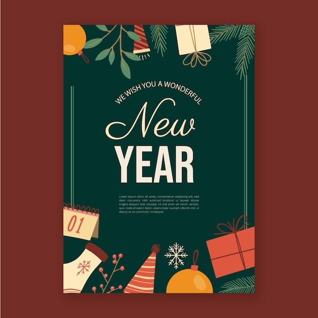 Free vector hand drawn new year vertical poster template