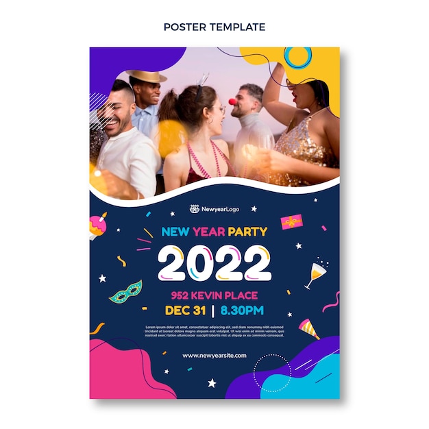 Free vector hand drawn new year vertical poster template