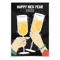 Free vector hand drawn new year vertical poster template