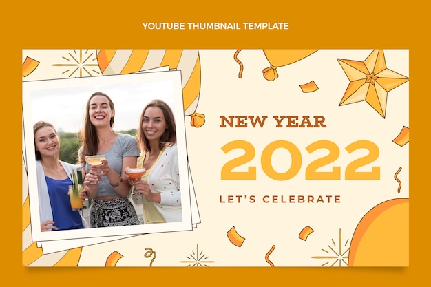 手描きの新年のyoutubeサムネイル