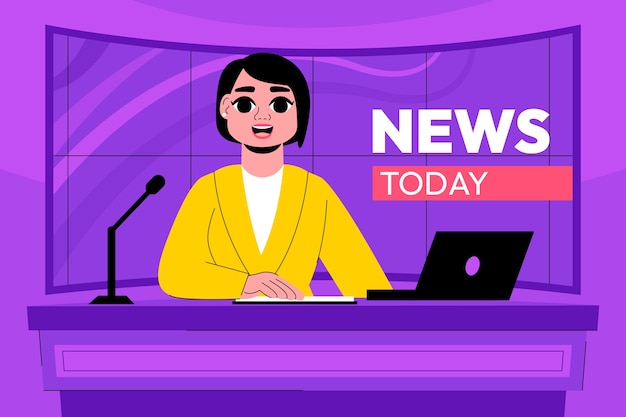 Hand drawn news studio background