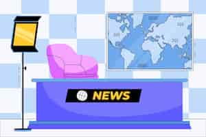 Free vector hand drawn news studio background