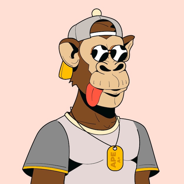 Free vector hand drawn nft style ape illustration