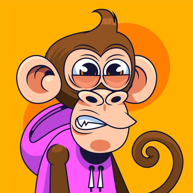 hand drawn nft style ape illustration