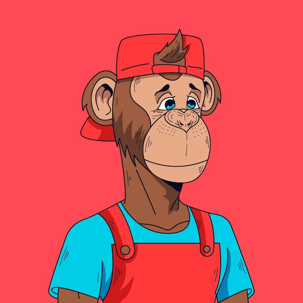 Нарисованная рукой иллюстрация обезьяны в стиле nft
