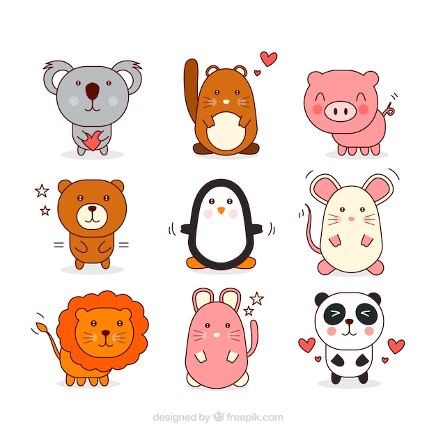 Free vector hand drawn nice animal collection