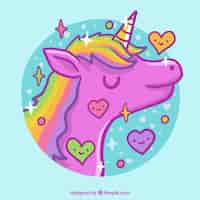 Free vector hand drawn nice pink unicorn