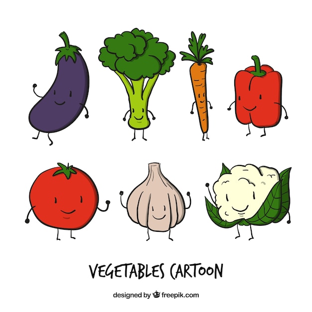 Free vector hand drawn nice vegetables characters