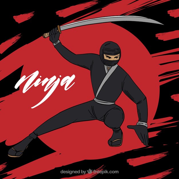 Hand drawn ninja warrior background