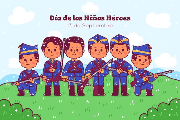 Free vector hand drawn ninos heroes background