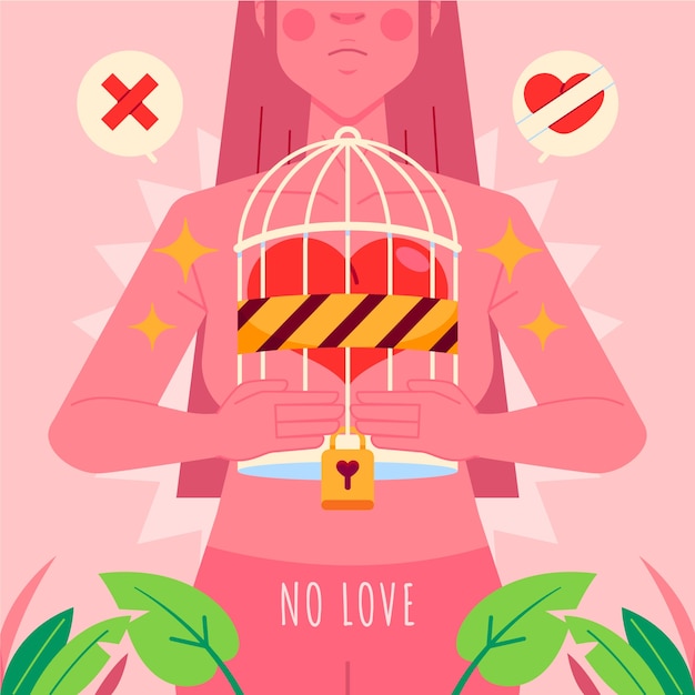 Hand drawn no love illustration