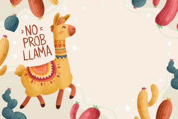 Free vector hand drawn no probllama illustration