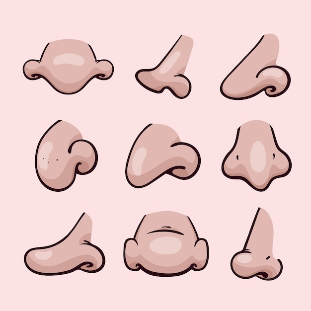 Free vector hand drawn nose cartoon collection illustration