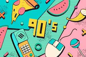 Free vector hand drawn nostalgic 90's background