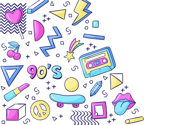 Free vector hand drawn nostalgic 90's background