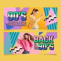 Free vector hand drawn nostalgic 90's banners